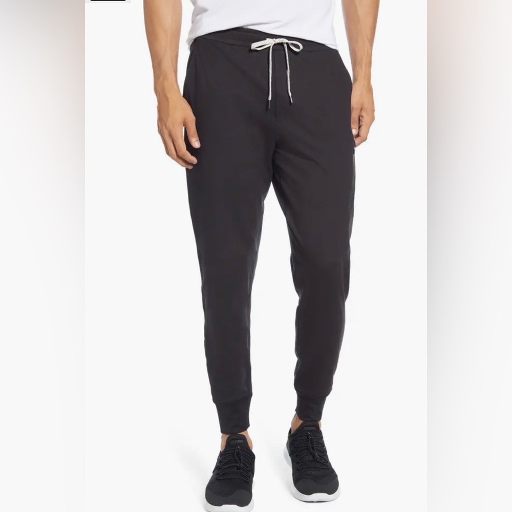 Vuori Black Slim Fit Joggers with Contrast Drawstring